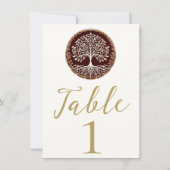 Invitation Arbre de Vie Rustique Rouge Foncé Table de Mariage (Dos)