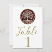 Invitation Arbre de vie Table Mariage rouge foncé rustique Ce (Devant)