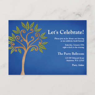 Invitation Arbre de vie torrents Blue Bar Mitzvah Réception