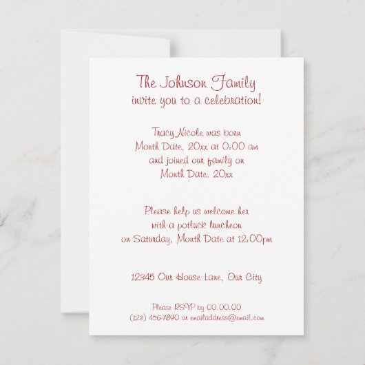 Invitation Arbre des coeurs (Dos)