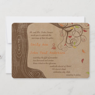 Invitation Arbre des couleurs d'automne sur le papier Brown M