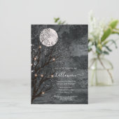 Invitation Arbre d'Halloween Pleine lune foncé et humide (Debout devant)