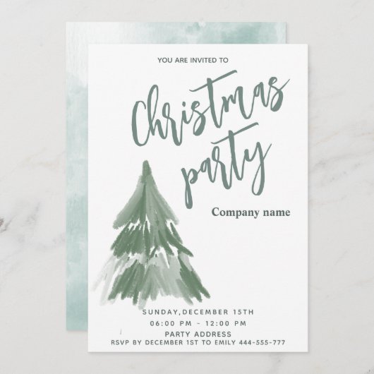 Invitation Arbre d'hiver fête de Noël entreprise (Devant / Derrière)