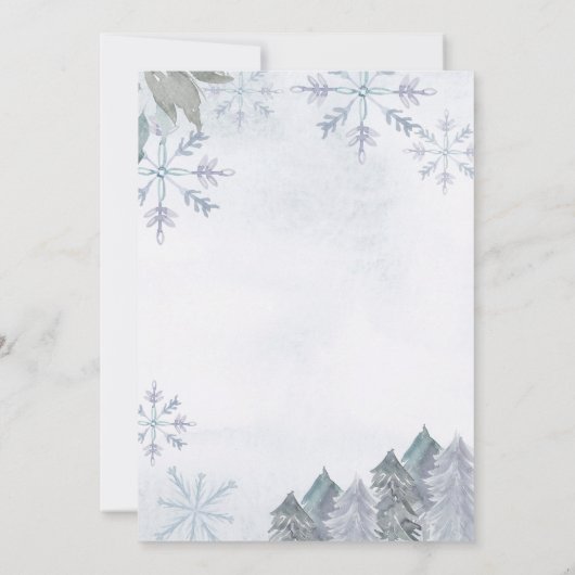 Invitation Arbre d'hiver Snowflakes Neige en amour Fête des m (Dos)