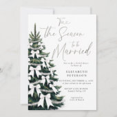 Invitation Arbre d'hiver White Bows Tinsel Fête des mariées c (Devant)