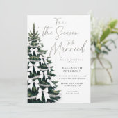 Invitation Arbre d'hiver White Bows Tinsel Fête des mariées c (Debout devant)