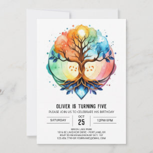 Invitation Arbre d'Imaginaire cosmique Anniversaire