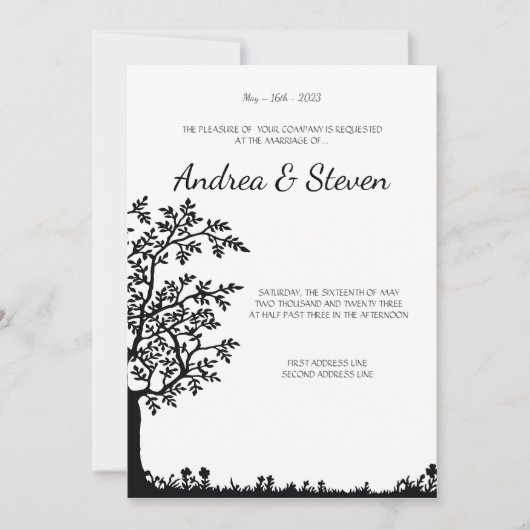 Invitation Arbre d'invitation de mariage de la vie. Branches (Devant)