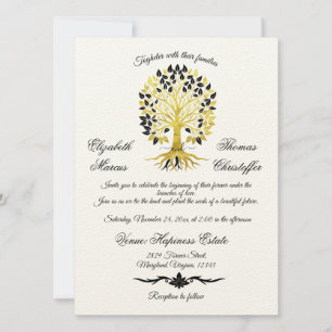 Invitation Arbre d'or de la vie Mariage sophistiqué intempore