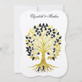 Invitation Arbre d'or de la vie Mariage sophistiqué intempore (Dos)