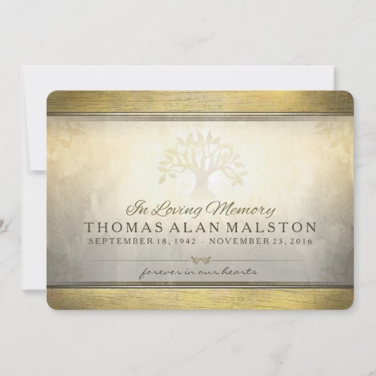 Invitation Arbre d'or d'invitation de cérémonie commémorative (Devant)