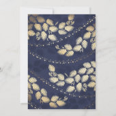 Invitation Arbre d'or Feuilles et lumières | Mariage bleu de  (Dos)