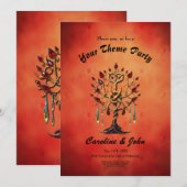 Invitation Arbre doré de la vie aux pierres rouges (Devant / Derrière)