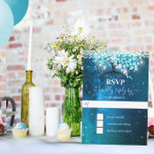 Invitation Arbre élégant à feuilles en forme de cœur bleu Mar