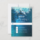 Invitation Arbre élégant à feuilles en forme de cœur bleu Mar (Devant)