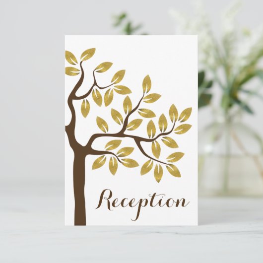 Invitation Arbre élégant, feuille d'or feuille réception de m (Debout devant)