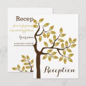 Invitation Arbre élégant, feuilles de papier doré réception d (Devant / Derrière)