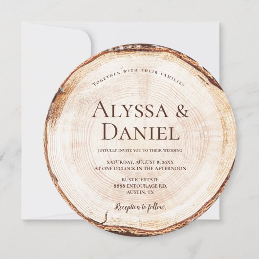 Invitation Arbre en bois avec photo RSVP Mariage rustique uni (Devant)