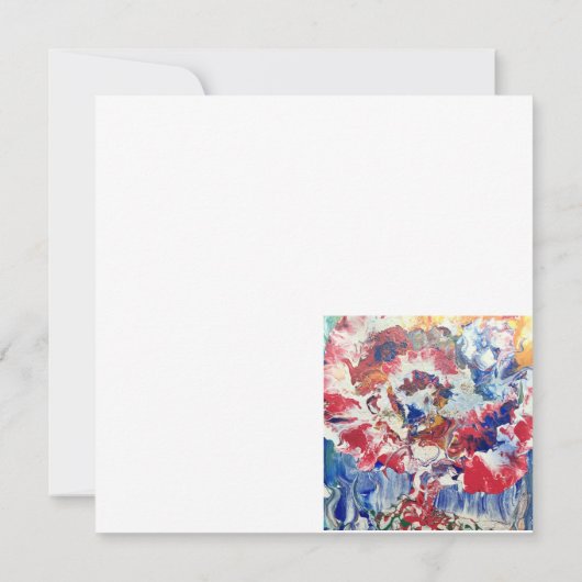 Invitation Arbre en fleurs rouge abstrait bleu bleu jaune Fle (Dos)