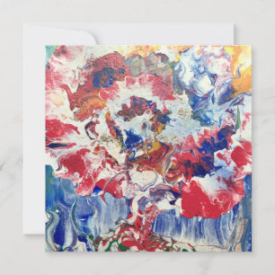 Invitation Arbre en fleurs rouge abstrait bleu bleu jaune Fle