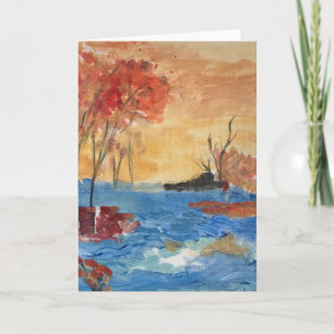 Invitation "Arbre et lac en jaune"