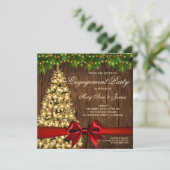 Invitation Arbre et ruban de la fête de Noël rustique (Debout devant)