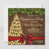 Invitation Arbre et ruban de la fête de Noël rustique (Devant)