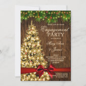 Invitation Arbre et ruban de la fête de Noël rustique (Devant)