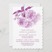Invitation Arbre fleurir aquarelle dusky violet mariage (Devant)