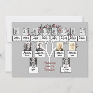 Invitation Arbre fractal rose 3 Génération Famille Réunion Gr