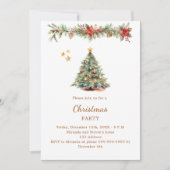 Invitation Arbre garland fleurs rouges QR code Noël (Devant)