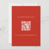 Invitation Arbre garland fleurs rouges QR code Noël (Dos)