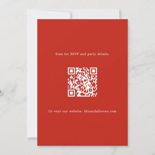 Invitation Arbre garland fleurs rouges QR code Noël (Dos)