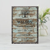 Invitation Arbre généalogique en bois de grange pour réunion (Debout devant)