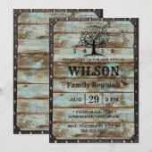 Invitation Arbre généalogique en bois de grange pour réunion (Devant / Derrière)