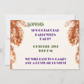 Invitation Arbre gothique d'Halloween orange et blanc (Devant)