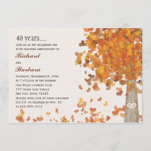 Invitation Arbre initial sculpté photo 40e anniversaire d'Aut