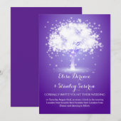 Invitation Arbre magique, lumières étincelantes violet mariag (Devant / Derrière)