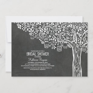 Invitation Arbre Mason Jar Lights Chalkboard Fête des mariées