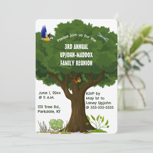 Invitation Arbre modifiable et fête de retrouvailles familial (Debout devant)