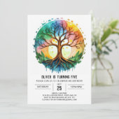 Invitation Arbre naturel moderne de vie Anniversaire (Debout devant)