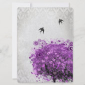 Invitation Arbre oiseaux mariage feuille coeur radiant violet (Devant)