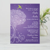 Invitation Arbre orné de la vie Bat mitzvah pourpre (Debout devant)