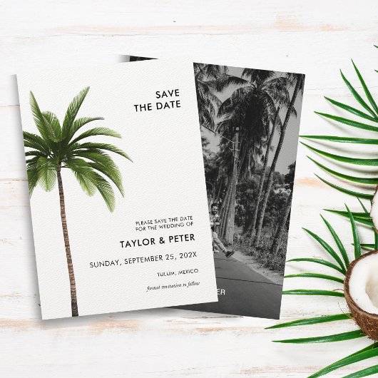 Invitation Arbre palmier photo tropicale de mariage Save the 