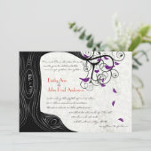 Invitation Arbre romantique rustique Mariage d'oiseaux violet (Debout devant)