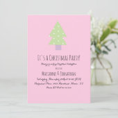 Invitation Arbre Rose Pastel pour Fête de Noël (Debout devant)
