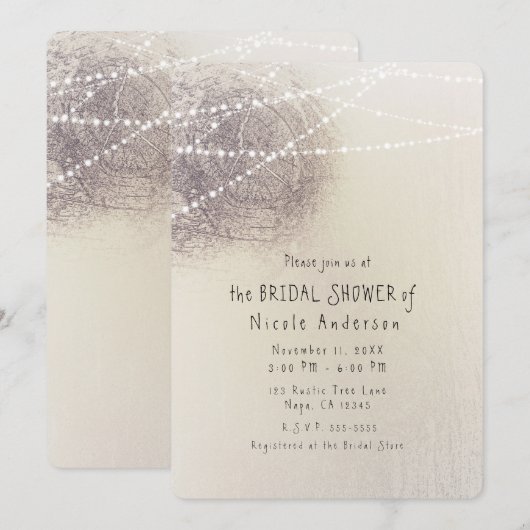 Invitation Arbre Rustique Écorce Pays Minimal Fête de Mariée (Devant / Derrière)