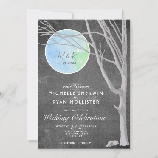 Invitation Arbre rustique et Mariage de lune (Devant)