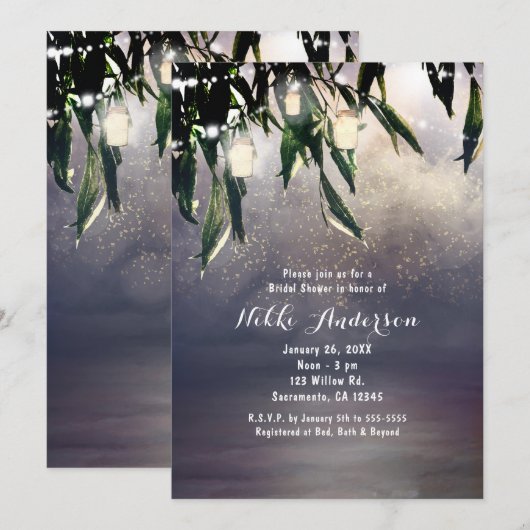 Invitation Arbre Saule Pleureur et Lumières de Pot Mason Invi (Devant / Derrière)