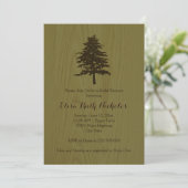 Invitation Arbre sur bois vert bois bois mariage douche nupti (Debout devant)